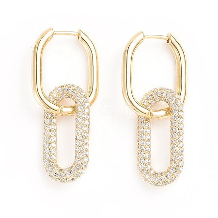 Brass Micro Pave Cubic Zirconia Huggie Hoop Earrings EJEW-G274-09G-02-1
