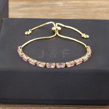 Brass Micro Pave Cubic Zirconia Slider Bracelets FS-WG49F5F-07-1