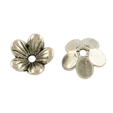 Tibetan Style Flower Alloy Bead Caps TIBEP-S192-AS-NR-1