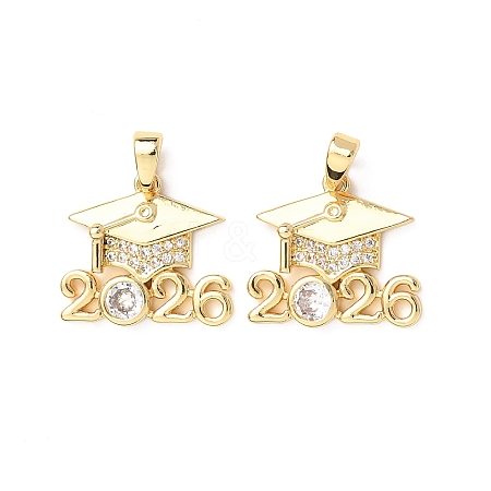 Brass Micro Pave Clear Cubic Zirconia Pendants KK-D223-01G-1
