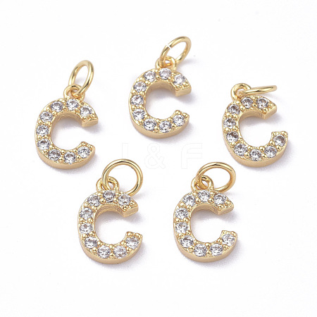 Brass Micro Pave Grade AAA Cubic Zirconia Charms ZIRC-P067-11G-C-NR-1