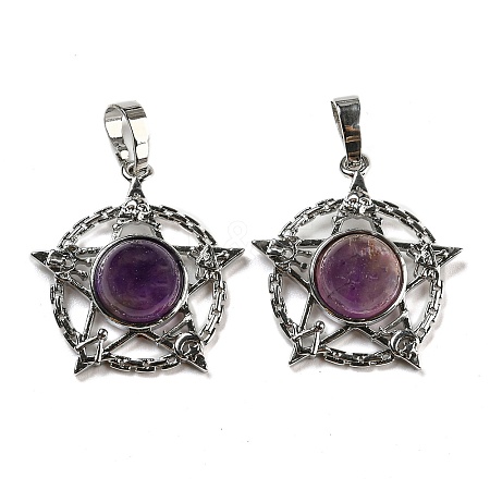 Natural Amethyst Pendants G-P517-01P-01-1