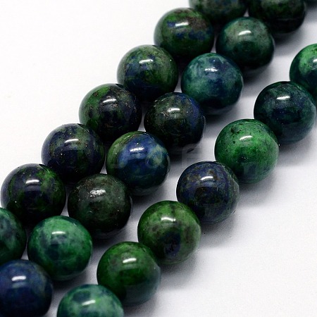 Natural Chrysocolla and Lapis Lazuli Beads Strands G-I199-37-12mm-1