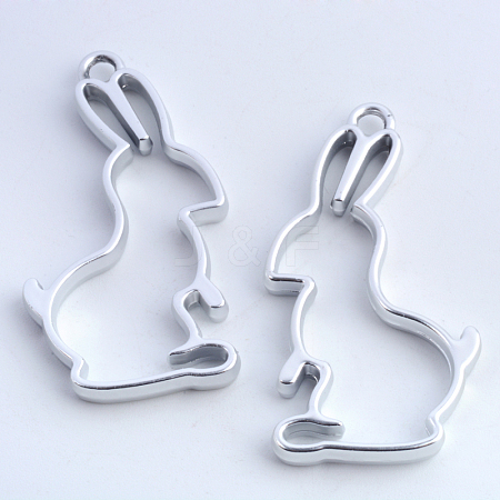 Alloy Bunny Open Back Bezel Pendants X-PALLOY-S047-41B-FF-1