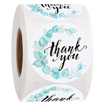 Round Dot Paper Self-Adhesive Thank You Stickers Rolls X-STIC-PW0010-08-1