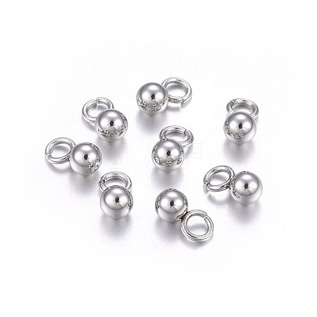 Tarnish Resistant 304 Stainless Steel Sphere Charms STAS-O107-04P-B-1