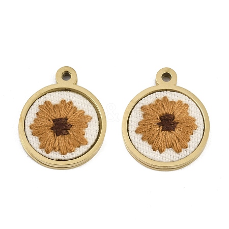 304 Stainless Steel & Embroidered Pendants SA-CBA1ED9-04G-02-1