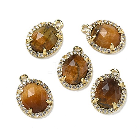 Natural Tiger Eye Faceted Oval Pendants G-I375-02G-01-1