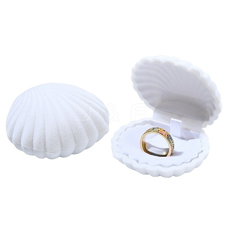 1Pc Shell Shaped Velvet Jewelry Storage Boxes VBOX-YW0001-05C-1