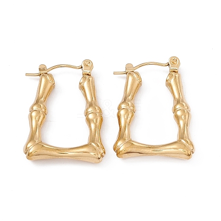 304 Stainless Steel Bamboo Trapezoid Hoop Earrings for Women EJEW-B018-06G-1