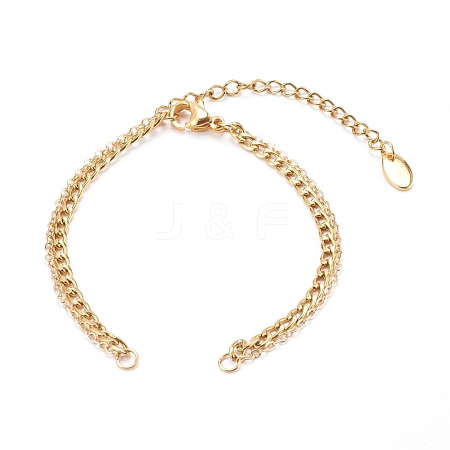 Two-Layer 304 Stainless Steel Curb Chain & Brass Cable Chain Bracelet Making AJEW-JB00923-1