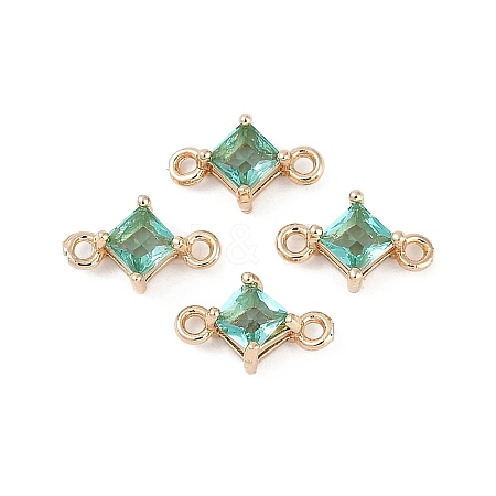 Brass Pave Glass Rhombus Links Connector Charms X1-GLAA-Q088-001B-1
