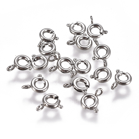 Non-Tarnish 304 Stainless Steel Spring Ring Clasps STAS-F224-02P-A-1