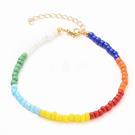 Glass Seed Beads Anklets AJEW-AN00315-01-1