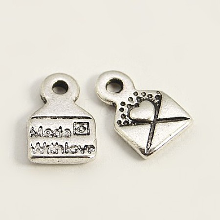 Tibetan Style Alloy Envelope Carved Heart and Word Made with Love Charms for Gift Making LS-LF0643Y-NF-1