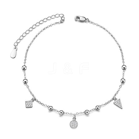 SHEGRACE Rhodium Plated 925 Sterling Silver Charm Anklet JA92A-1