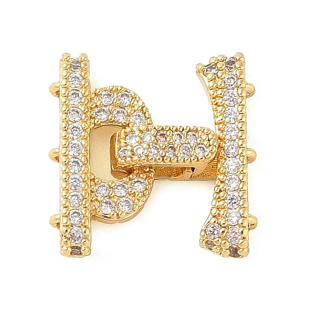 Rack Plating Brass Micro Pave Clear Cubic Zirconia Fold Over Clasps KK-S384-02G-1