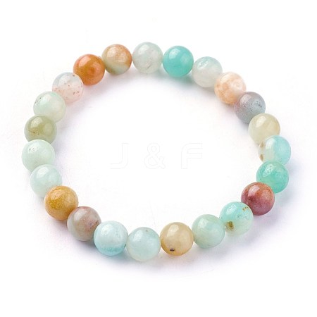 Natural Flower Amazonite Beads Stretch Bracelets BJEW-F380-01-B09-1