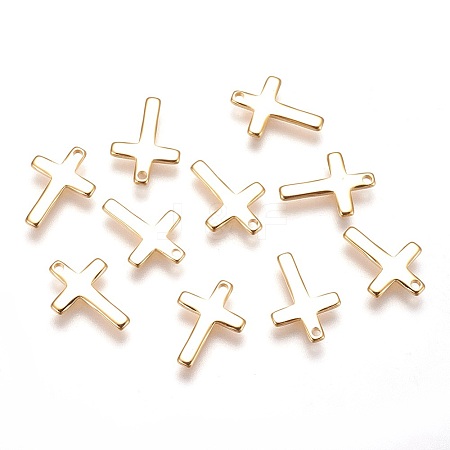 Brass Tiny Cross Charms X-KK-Q735-301G-1