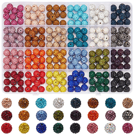 240Pcs 24 Colors Pave Disco Ball Beads RB-PA0001-09B-1
