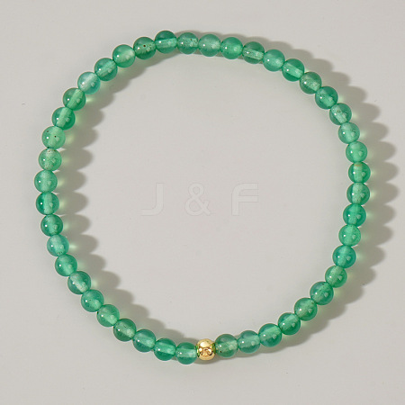 Natural Green Aventurine Round Beaded Stretch Bohemian Bracelets OI9972-3-1