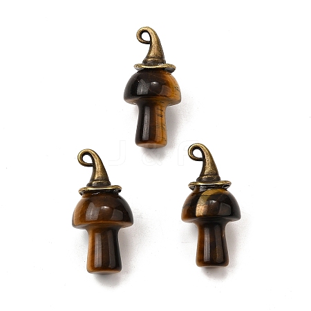 Natural Tiger Eye Mushroom Pendants G-D311-02AB-11-1