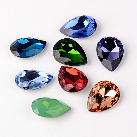 Faceted Teardrop K9 Glass Rhinestone Cabochons RGLA-I001-18x13mm-M-1