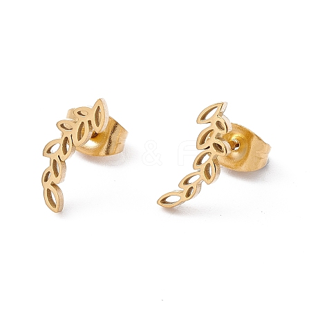 304 Stainless Steel Olive Leaf Stud Earrings for Women X-EJEW-E163-14G-1