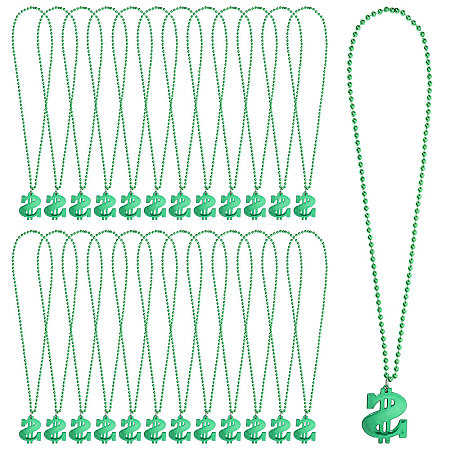 Plastic Dollar Sign Big Pendant Ball Chain Necklaces NJEW-WH0021-81B-1