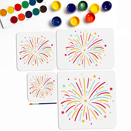 MAYJOYDIY US 1 Set Fireworks PET Hollow Out Drawing Painting Stencils DIY-MA0002-52B-1