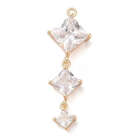 Brass Inlay Clear Glass Pendants KK-S388-08G-1