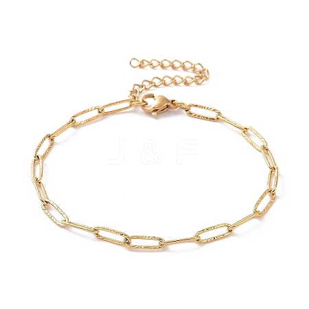 PVD Vacuum Plating 304 Stainless Steel Paperclip Chain Bracelet for Men Women BJEW-E031-10G-1