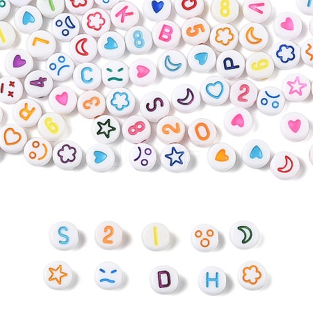 190Pcs 5 Styles Opaque Acrylic Beads MACR-FP0001-08-1