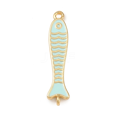 Brass Enamel Fish Connector Charms KK-L255-15G-02-1