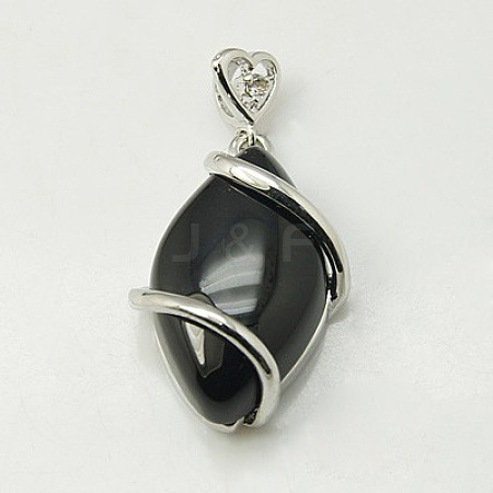 Natural Dyed & Heated Black Agate Pendants G-G073-3-1