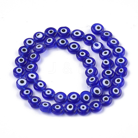 Handmade Evil Eye Lampwork Beads Strands X-LAMP-S191-02B-03-1