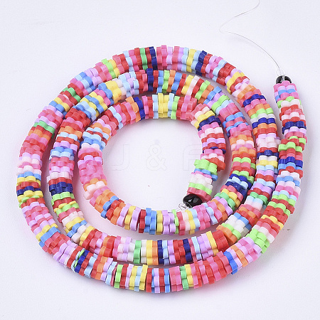 Handmade Polymer Clay Beads Strands X-CLAY-R086-02-1