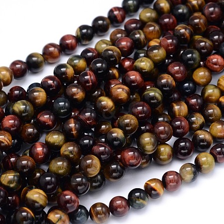 Round Natural Tiger Eye Beads Strands G-F222-16-8mm-1