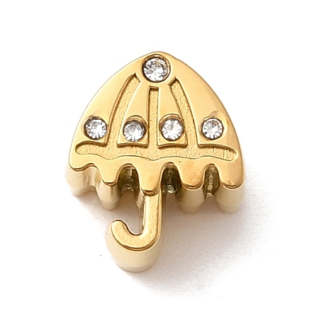 304 Stainless Steel Rhinestone European Beads STAS-D153-30G-1