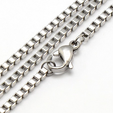 Trendy Men's 304 Stainless Steel Box Chain Necklaces NJEW-M049-C-02-1