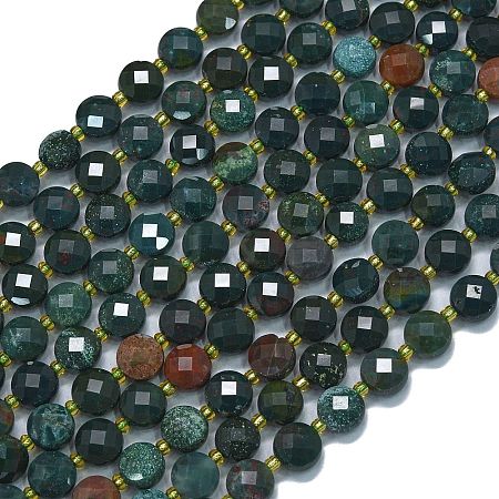 Natural Bloodstone/Heliotrope Stone Beads Strands G-K389-B04-01-1