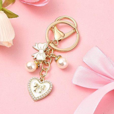 Heart & Bowknot Alloy Enamel Pendant Keychain KEYC-YW00133-01-1