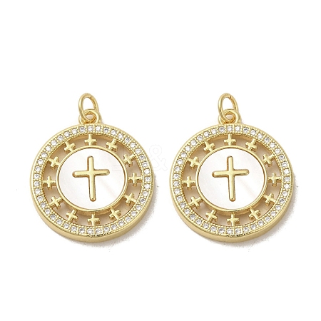 Brass Micro Pave Clear Cubic Zirconia Pendants KK-I708-04A-G-1
