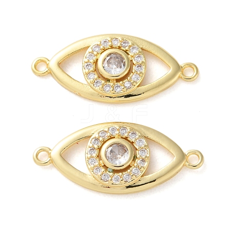 Rack Plating Brass Cubic Zirconia Eye Connector Charm KK-C084-18A-G-1