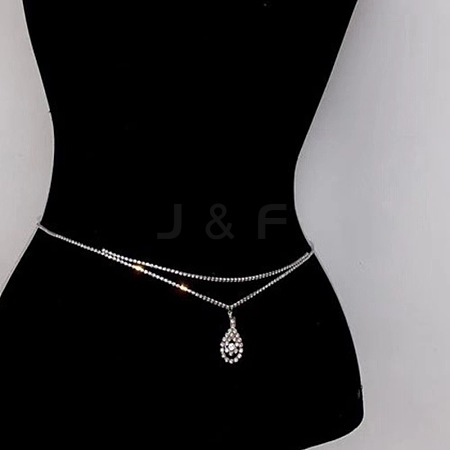 Alloy Crystal Rhinestone Charm Double Layer Waist Belly Chains for Women FS-WGAF3AB-03-1