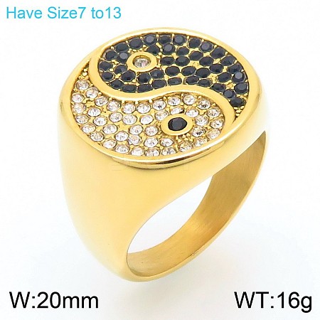 304 Stainless Steel Cubic Zirconia Finger Rings for Men FS-WG9BEFD-02-1