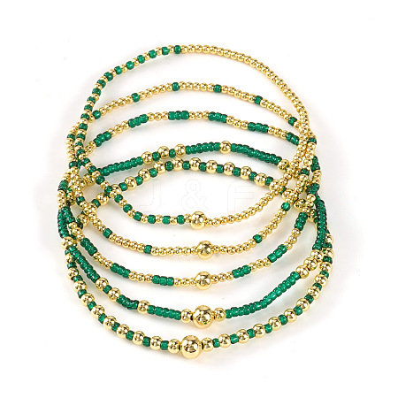 Gold Beaded Friendship Bracelet Set Handmade Stacking Jewelry for Women TB4137-1-1