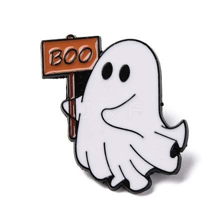 Halloween Ghost with BOO Sign Zinc Alloy Enamel Pin Brooches JEWB-Q044-02C-1