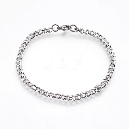 304 Stainless Steel Curb Chain Bracelets BJEW-P236-11P-1