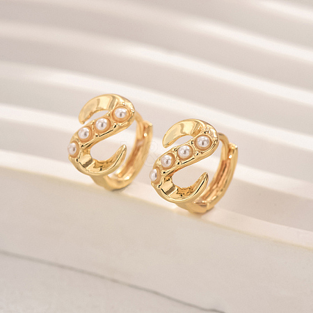 Imitation Pearl S-shaped Hoop Earrings for Women HO7256-1